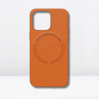 Protective Apple iPhone Back Cover - Premium Leather Magfit Wireless Charging Case for iPhone (Golden Brown)