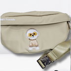 Nimmy Premium Embroidered Leather Case - Premium NIMMY Friends Cross Body Shoulder Unisex Bags (Cream)