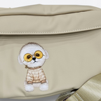 Nimmy Premium Embroidered Leather Case - Premium NIMMY Friends Cross Body Shoulder Unisex Bags (Cream) - Style 2