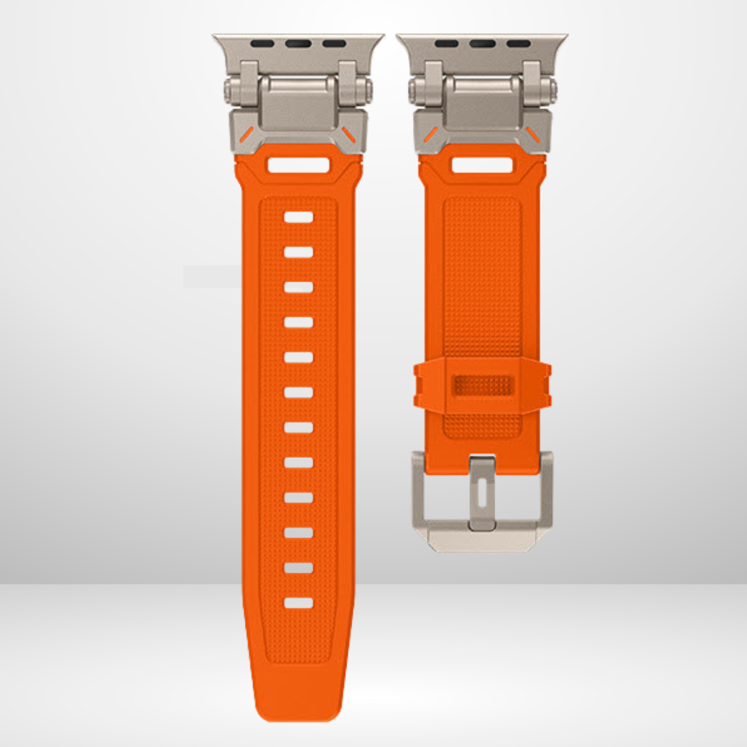 Premium Rubber Ultra Interlock Strap for iWatch 42/44/45/49 MM (ORANGE) Mobile Case by CoverMeUp - Style 2
