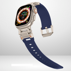 Premium Rubber Ultra Interlock Strap for iWatch 42/44/45/49 MM (BLUE) Mobile Case by CoverMeUp
