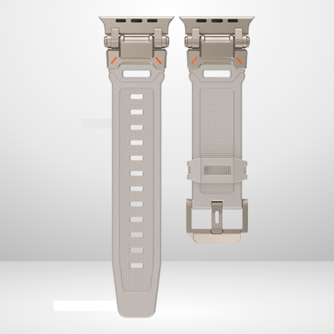 Premium Rubber Ultra Interlock Strap for iWatch 42/44/45/49 MM (GREY) Mobile Case by CoverMeUp - Style 2