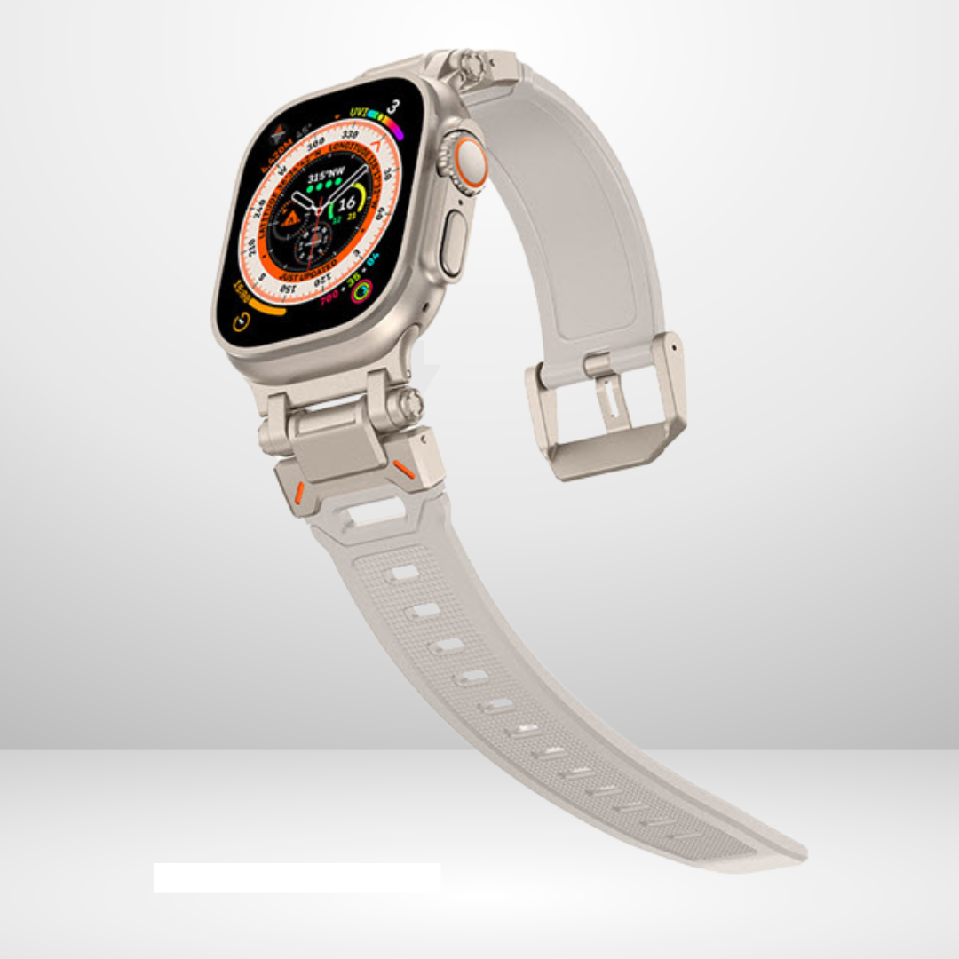 Premium Rubber Ultra Interlock Strap for iWatch 42/44/45/49 MM (GREY) Mobile Case by CoverMeUp - Style 3