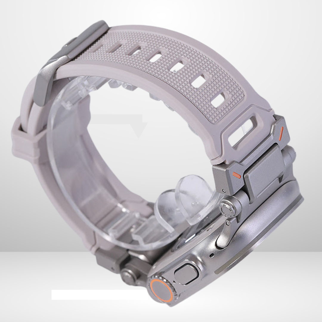 Premium Rubber Ultra Interlock Strap for iWatch 42/44/45/49 MM (GREY) Mobile Case by CoverMeUp - Style 5