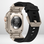 Premium Rubber Ultra Interlock Strap for iWatch 42/44/45/49 MM (BLACK) Mobile Case by CoverMeUp - Style 4