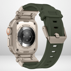 Premium Rubber Ultra Interlock Strap for iWatch 42/44/45/49 MM (GREEN) Mobile Case by CoverMeUp - Style 4