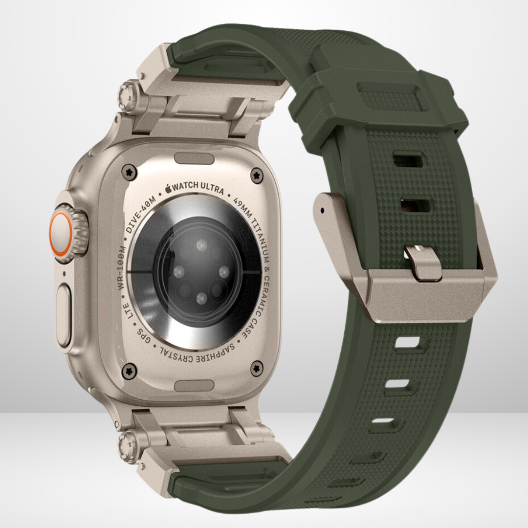 Premium Rubber Ultra Interlock Strap for iWatch 42/44/45/49 MM (GREEN) Mobile Case by CoverMeUp - Style 4