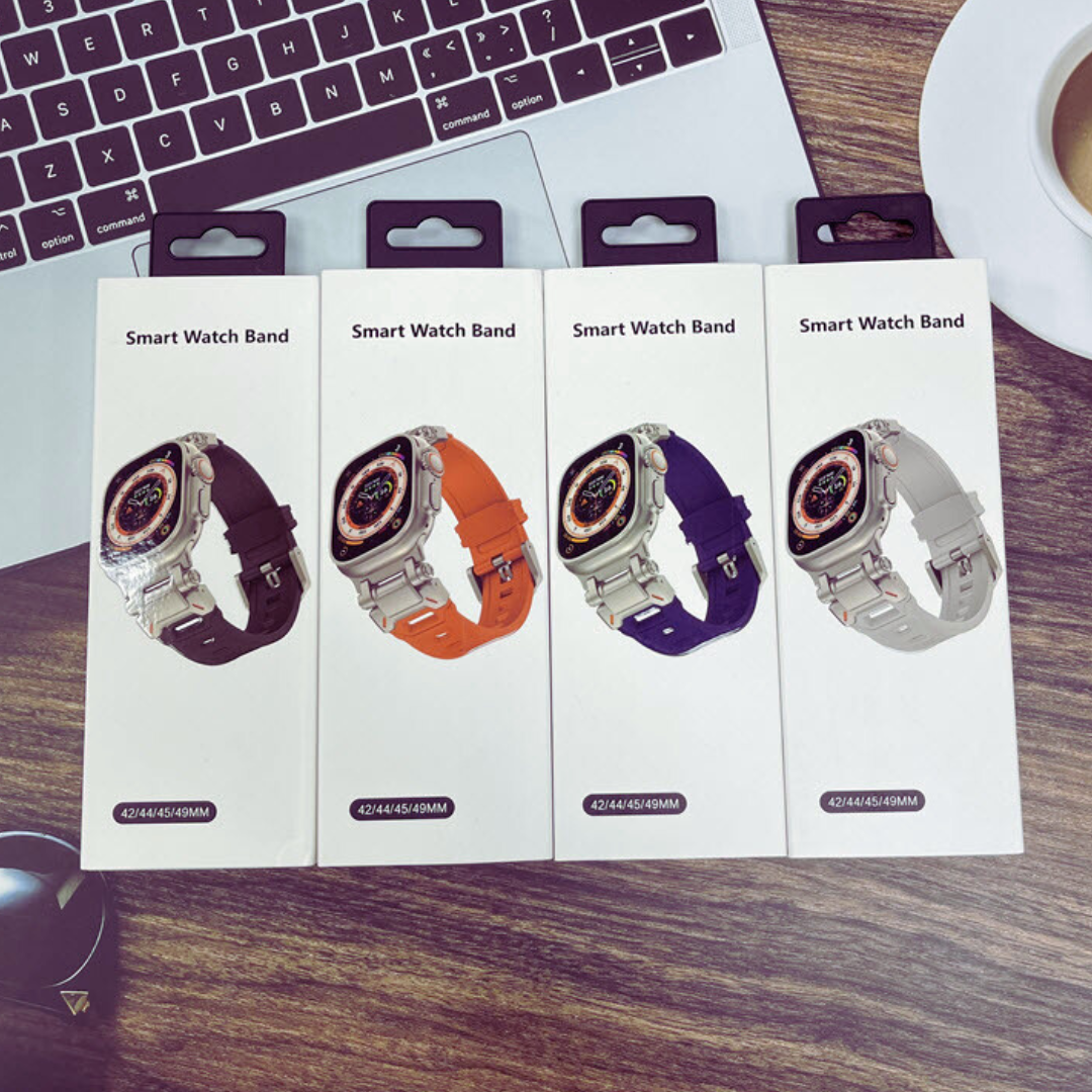 Premium Rubber Ultra Interlock Strap for iWatch 42/44/45/49 MM (ORANGE) Mobile Case by CoverMeUp - Style 7