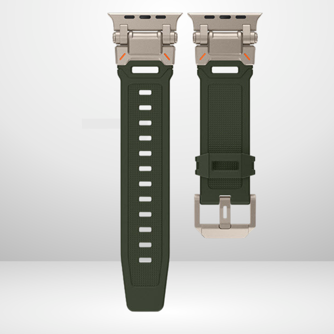 Premium Rubber Ultra Interlock Strap for iWatch 42/44/45/49 MM (GREEN) Mobile Case by CoverMeUp - Style 2