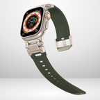 Premium Rubber Ultra Interlock Strap for iWatch 42/44/45/49 MM (GREEN) Mobile Case by CoverMeUp - Style 3
