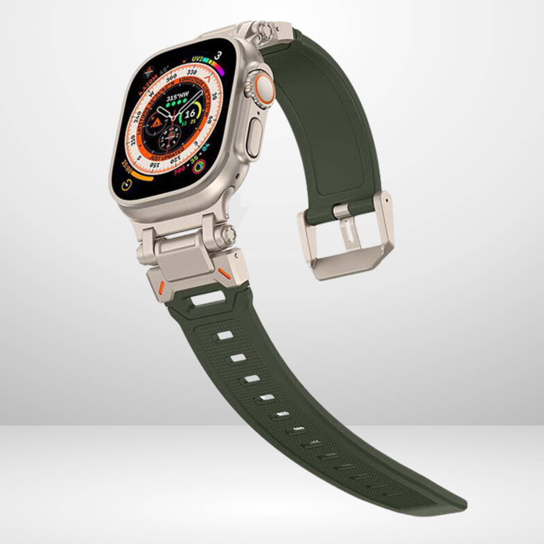 Premium Rubber Ultra Interlock Strap for iWatch 42/44/45/49 MM (GREEN) Mobile Case by CoverMeUp - Style 3