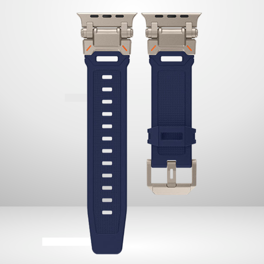 Premium Rubber Ultra Interlock Strap for iWatch 42/44/45/49 MM (BLUE) Mobile Case by CoverMeUp - Style 2