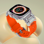 Premium Rubber Ultra Interlock Strap for iWatch 42/44/45/49 MM (ORANGE) Mobile Case by CoverMeUp - Style 4