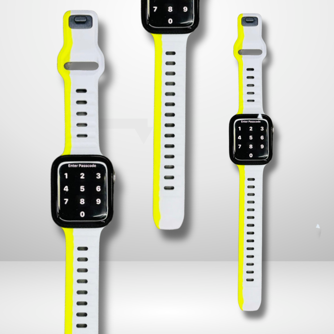 Premium Silicone Duo Color Strap for iWatch 42/44/45/49 MM (NEON) Mobile Case by CoverMeUp - Style 2