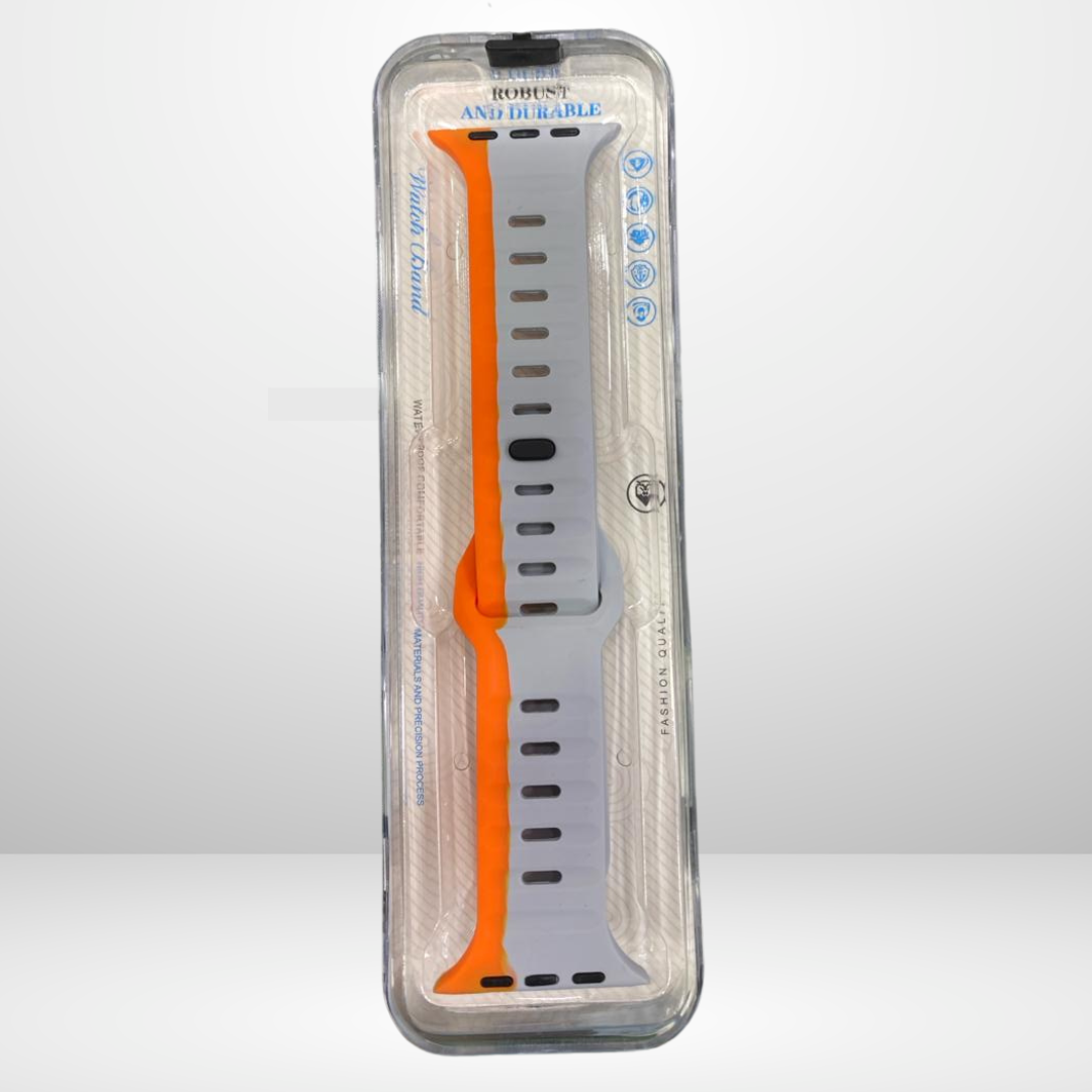 Premium Silicone Duo Color Strap for iWatch 42/44/45/49 MM (ORANGE) Mobile Case by CoverMeUp - Style 5