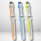 Premium Silicone Duo Color Strap for iWatch 42/44/45/49 MM (BLUE) Mobile Case by CoverMeUp - Style 3