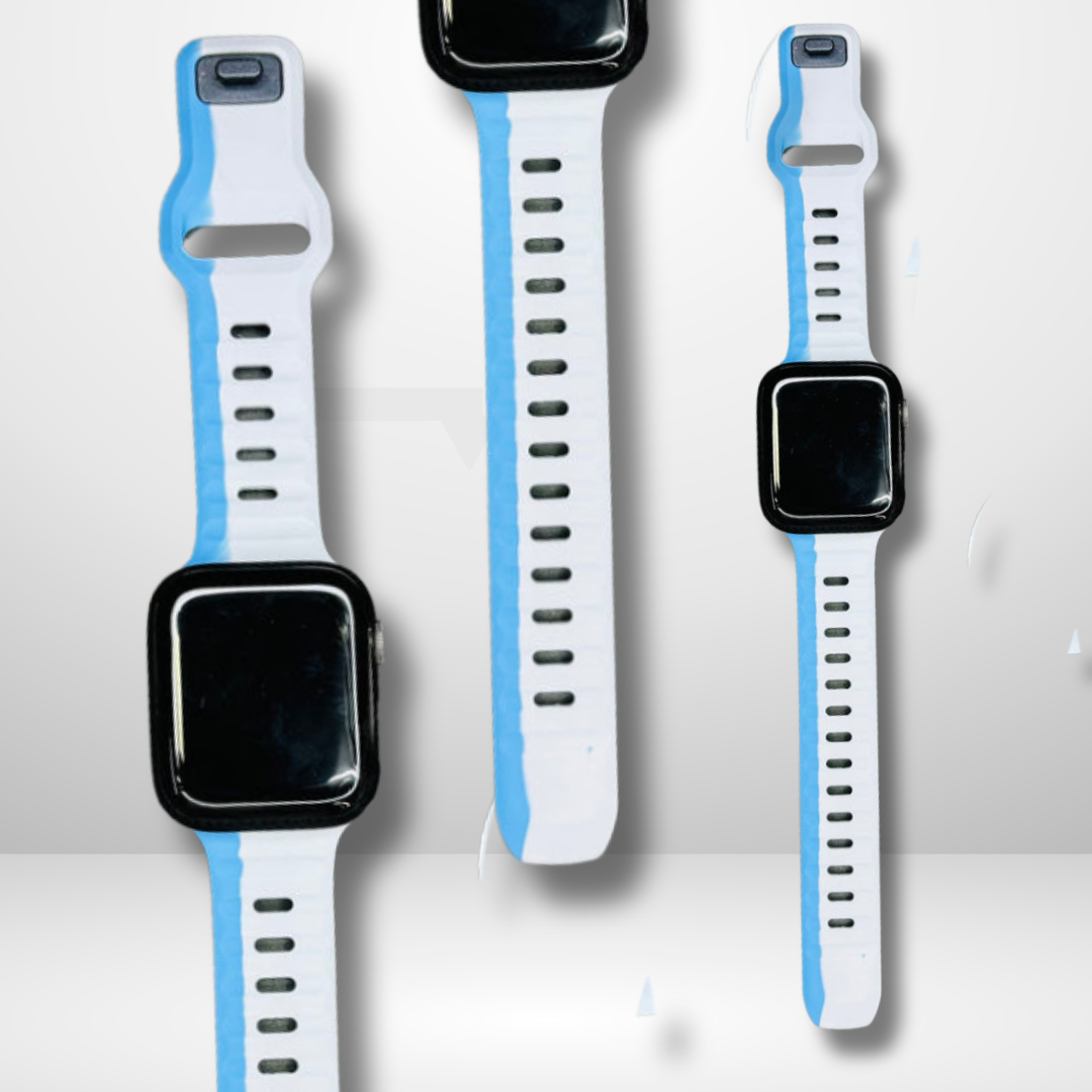 Premium Silicone Duo Color Strap for iWatch 42/44/45/49 MM (BLUE) Mobile Case by CoverMeUp - Style 2