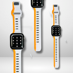 Premium Silicone Duo Color Strap for iWatch 42/44/45/49 MM (ORANGE) Mobile Case by CoverMeUp