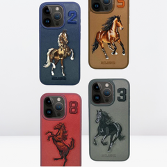 US POLO Leather Boris Horse Series Case for iPhone 16 Series (Cream)