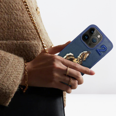 US POLO Leather Boris Horse Series Case for iPhone 16 Series (Blue)