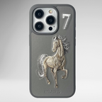 Nimmy Premium Embroidered Leather Case - US POLO Leather Boris Series Case for iPhone 15 Series (Titanium Grey)