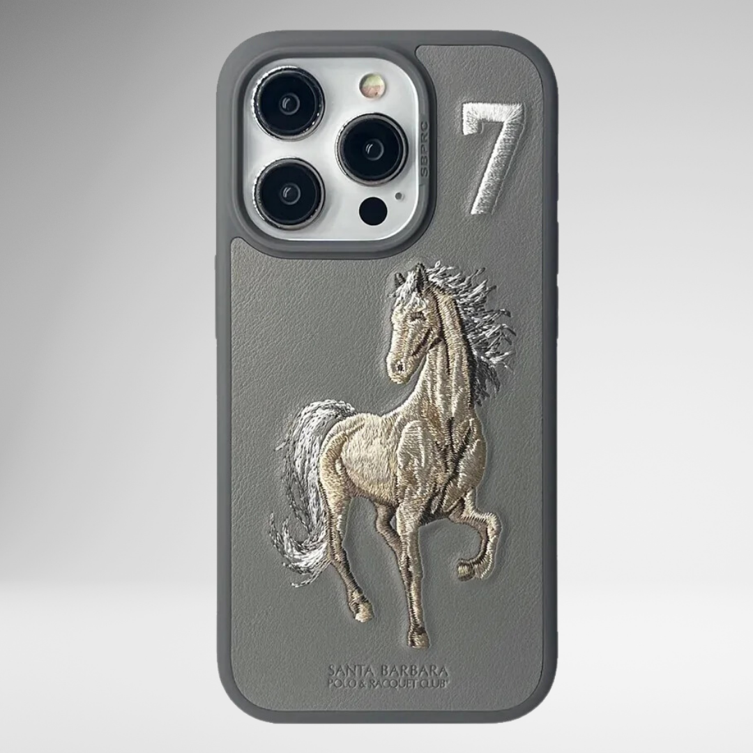 US POLO Leather Boris Series Case for iPhone 15 Series (Titanium Grey)