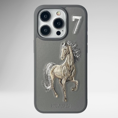US POLO Leather Boris Series Case for iPhone 15 Series (Titanium Grey)