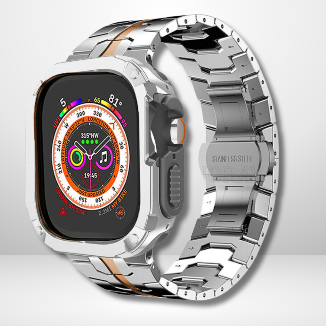 Premium Universal iWatch Case Bumper with Silicone Inner Case Protection for 44/45 MM (SILVER)