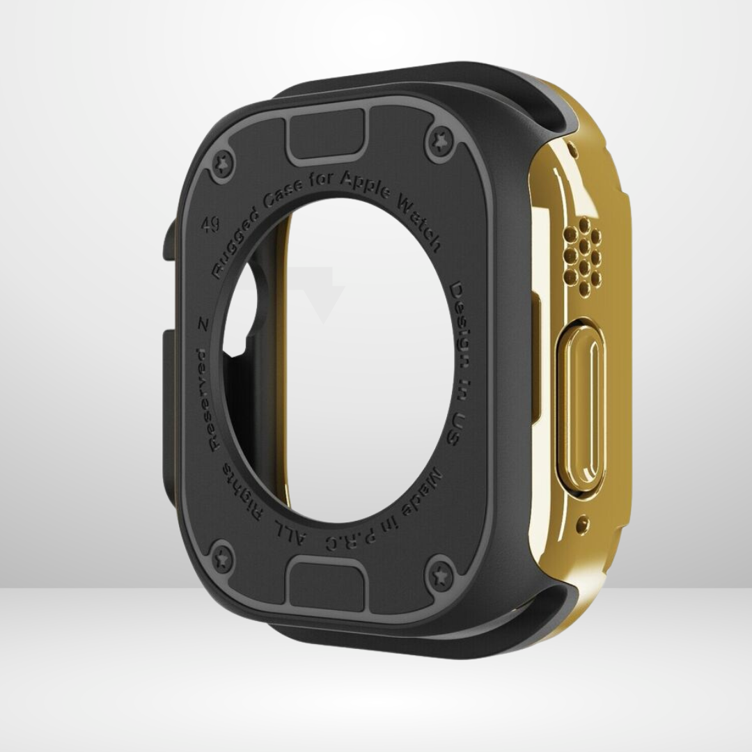 Premium Universal iWatch Case Bumper with Silicone Inner Case Protection for 44/45 MM (GOLD) Mobile Case by CoverMeUp - Style 4