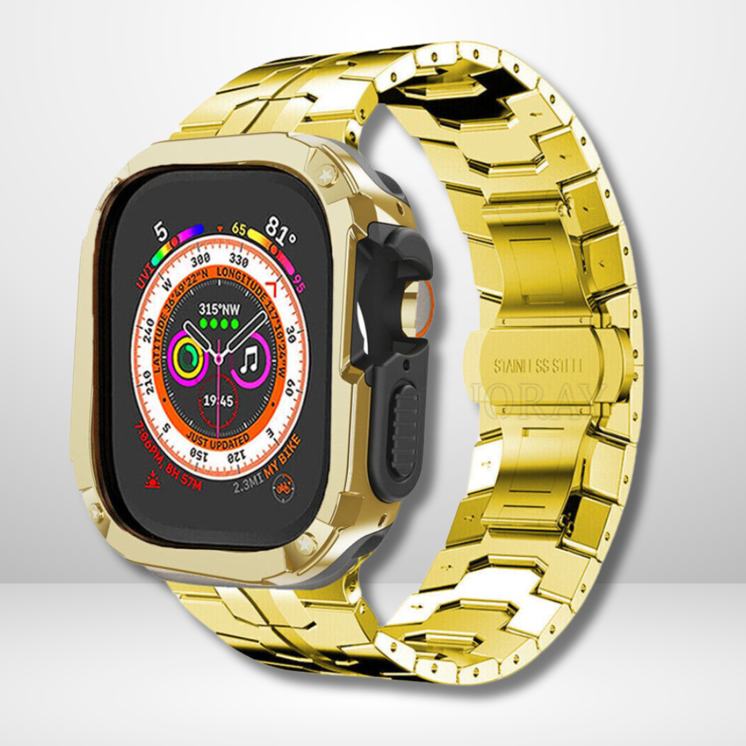 Premium Universal iWatch Case Bumper with Silicone Inner Case Protection for 44/45 MM (GOLD) Mobile Case by CoverMeUp - Style 3