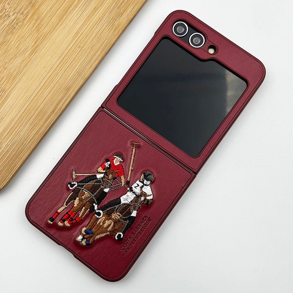 Premium Polo-Embroidered Leather Case for Samsung Z Flip 5