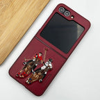 Premium Polo-Embroidered Leather Case for Samsung Z Flip 5 – Stylish & Protective Flip Cover Mobile Case by CoverMeUp - Style 2