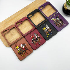 Premium Polo-Embroidered Leather Case for Samsung Z Flip 5