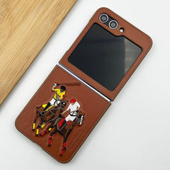 Premium Polo-Embroidered Leather Case for Samsung Z Flip 5