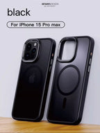 Protective Apple iPhone Back Cover - Premium Quality Magsafe Compatible Matte Finish Case with Titanium Finished Metallic Camera Ring fo iPhone 15 Pro