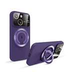 Protective Apple iPhone Back Cover - Back Case Cover Compatible with Apple iPhone 14 - Purple Silicone Case with Stand