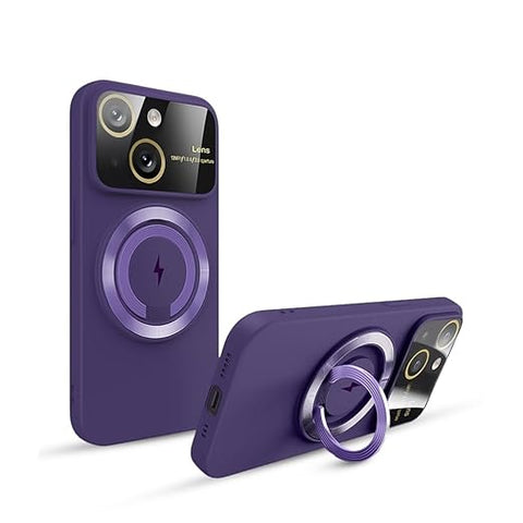 Back Case Cover Compatible with Apple iPhone 14 - Purple Silicone Case with Stand