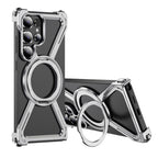 Samsung Galaxy S25 Ultra Frameless Metal Bumper Case with Magsafe & 360° Rotatable Ring & Kickstand - Titanium Mobile Case by CoverMeUp - Style 2