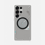 Aulumu S25 Frosted Case for Samsung Galaxy S25 Ultra | Subtle Glow-in-the -Dark | Translucent Gray & White | Magnetic
