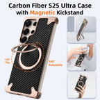 Samsung Galaxy S25 Ultra Framless Carbon Metal Bumper Case with Magsafe & 360 Stand - Black Mobile Case by CoverMeUp - Style 3