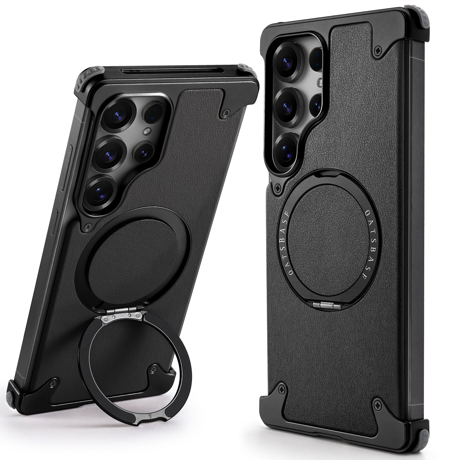 Samsung Galaxy S25 Ultra Framless Metal Bumper Case with Magsafe & 360 Kickstand - Black Mobile Case by CoverMeUp