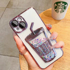 Transparent Glitter Star Drink Cup and Straw Case Mobile Case by CoverMeUp - Style 2