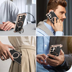 Samsung Galaxy S24 Ultra Framless Carbon Metal Bumper Case with Magsafe & 360 Stand - Black Mobile Case by CoverMeUp - Style 9