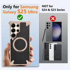 Samsung Galaxy S25 Ultra Framless Carbon Metal Bumper Case with Magsafe & 360 Stand - Black Mobile Case by CoverMeUp - Style 10