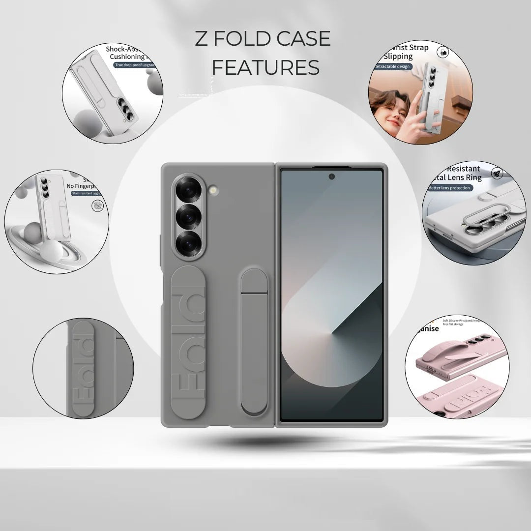 Samsung Galaxy Z Fold7 Skin Feel Case with Silicon Band & Kickstand