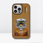 Nimmy Premium Embroidered Leather Case - SB Fergus Series Genuine Polo Racquet Club Leather iPhone 14 Pro Max(Tiger)