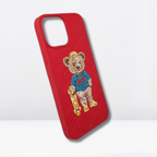 Nimmy Premium Embroidered Leather Case - SB Polo Bear Leather Case for iPhone 14 Series - Style 7