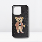 Nimmy Premium Embroidered Leather Case - SB Polo Bear Leather Case for iPhone 14 Series - Style 4