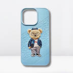 Nimmy Premium Embroidered Leather Case - SB Polo Bear Leather Case for iPhone 14 Series - Style 2