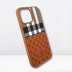 Nimmy Premium Embroidered Leather Case - SB Polo Club Genuine Leather Back Case for iPhone 13Pro/Pro Max (Brown) - Style 2